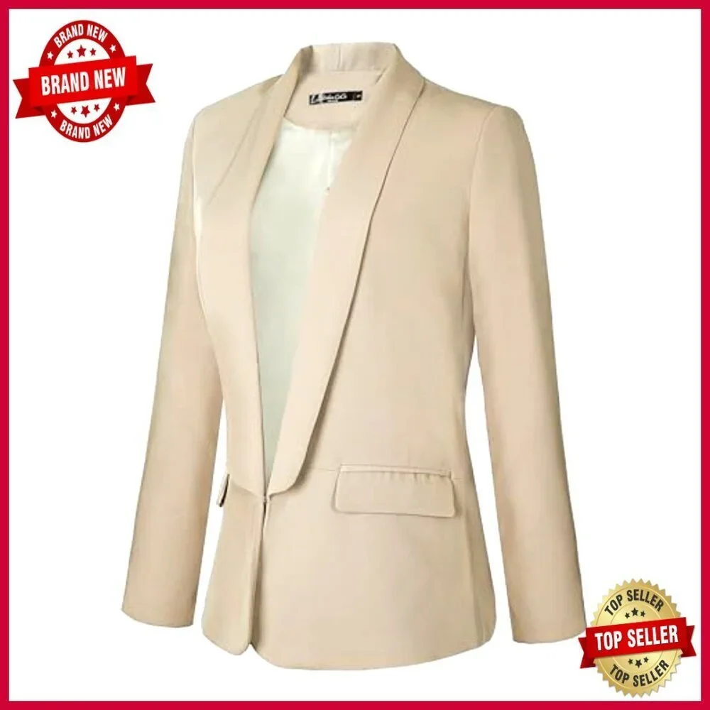 Women's Office Blazer Open Front Professional Work Jacket Polyester